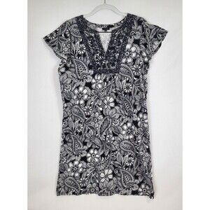 Talbots Nantucket Slub Shift Dress Size Large Etched Paisley Cotton